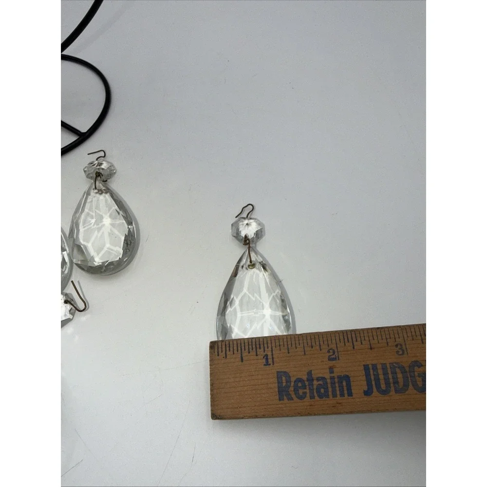 Lot Of 5 Vintage Teardrop Chunky Pear Crystal Chandelier Faceted Prisms